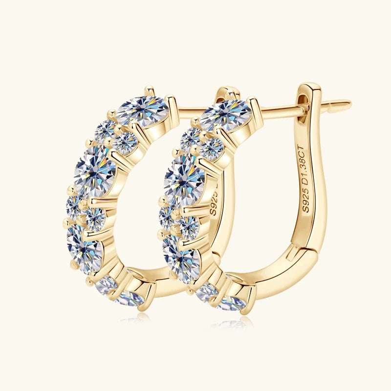 Moisanite Diamond Hoop Earrings - 925 Sterling Silver Moisanite Diamond Hoop Earrings - 925 Sterling Silver